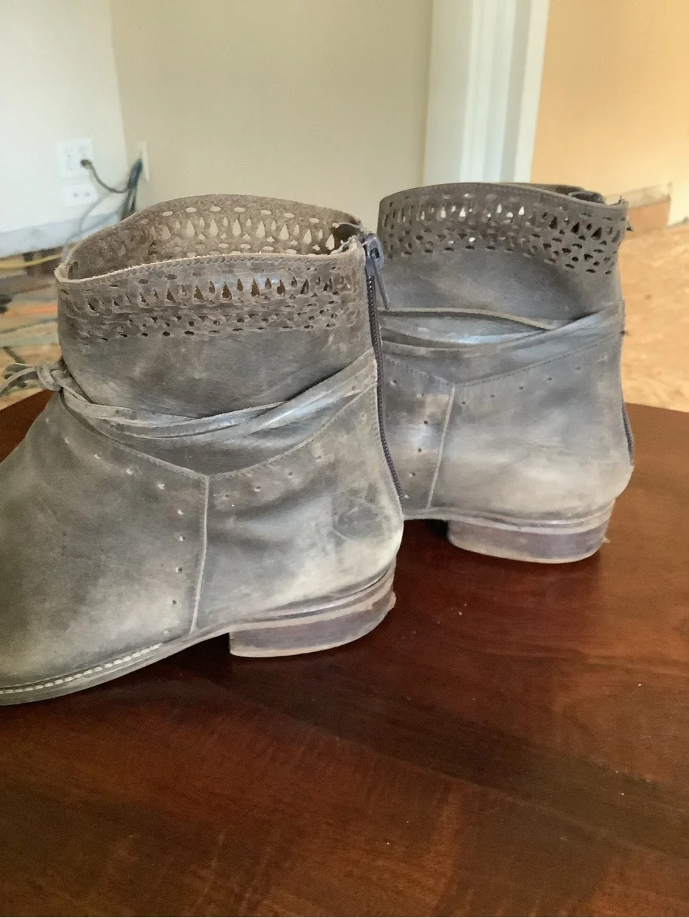 Women’s distressed, brown Leather Ankle Boots
